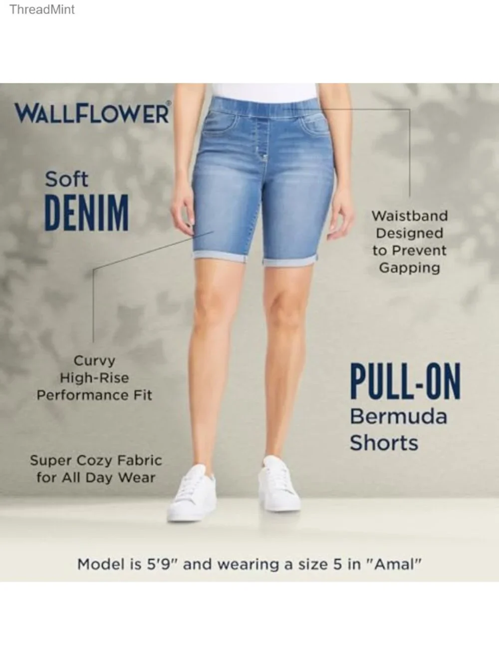 High-Rise Pull-On Bermuda Denim Shorts 9